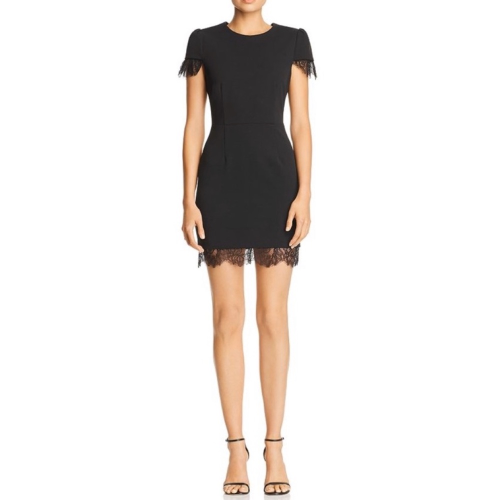 Betsy Johnson Lace Trim Little Black Dress